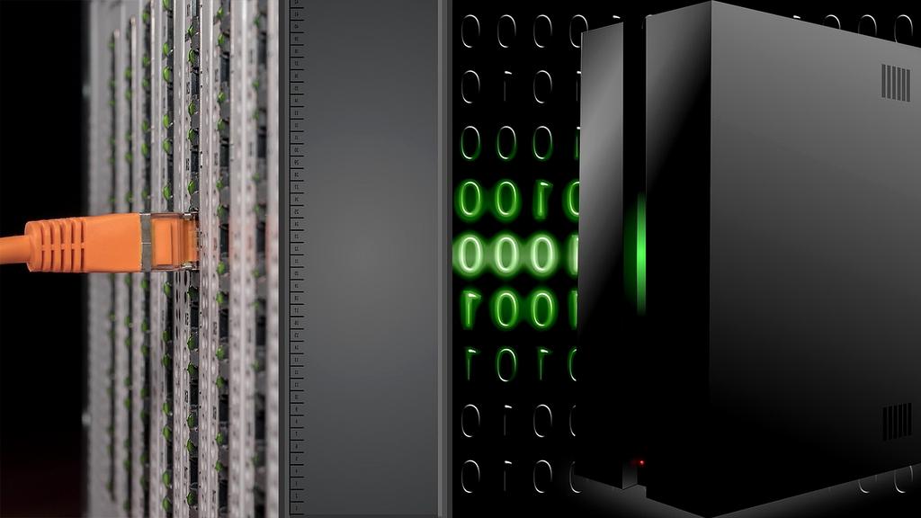 Modern data center with glowing servers representing advanced digital storage infrastructure